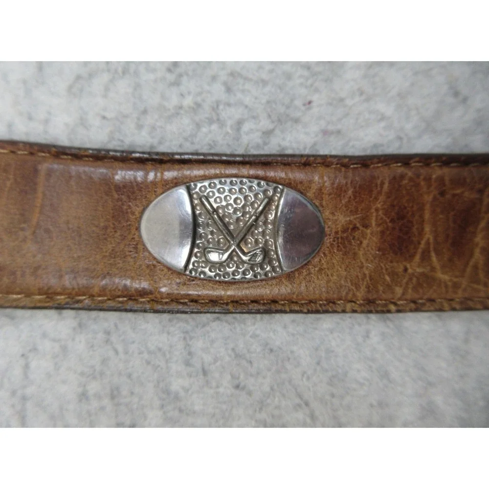 Vintage Leather Golf Belt Men L Brown Embossed Golf Club Concho Country Club Y2K